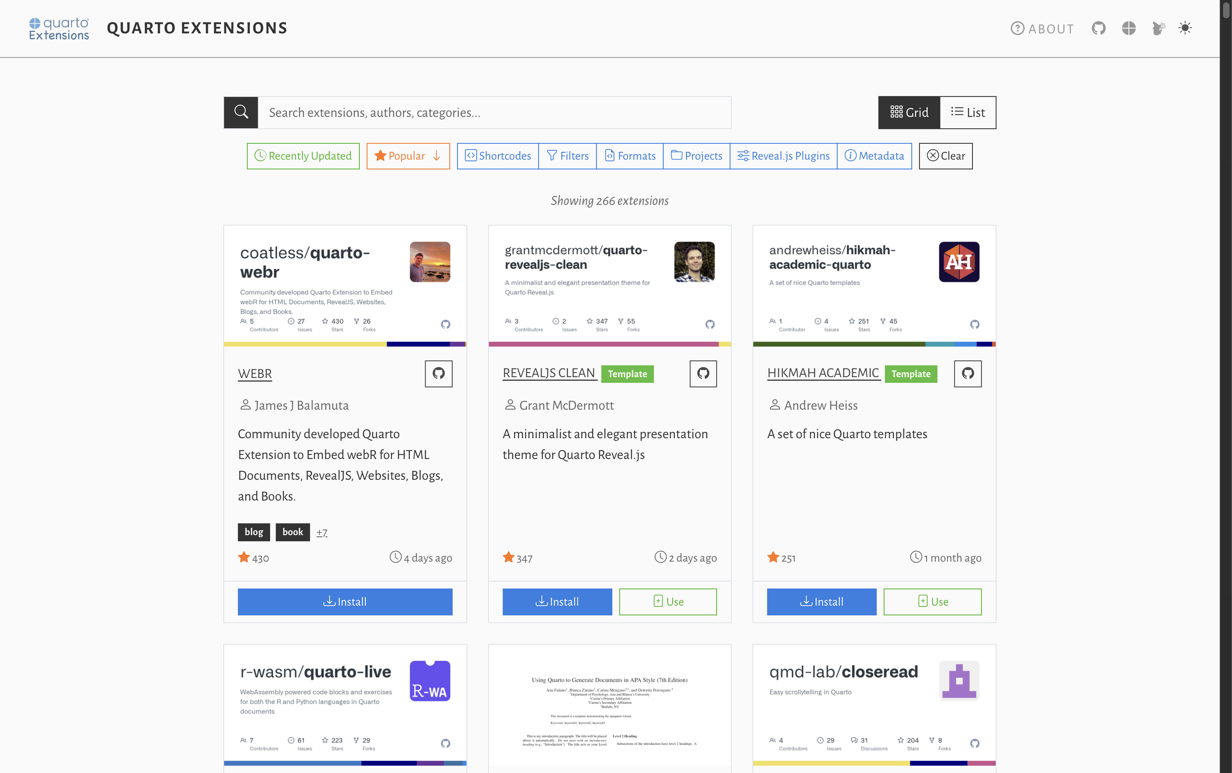 Mickaël CANOUIL's Quarto Extensions directory
