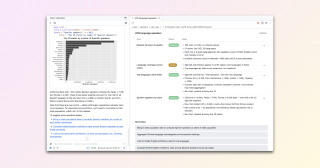 Screenshot of Positron. On the left, the Posit Assistant panel shows R ggplot2 code, a bar chart titled 'Top 20 states by number of Spanish speakers' led by California, Texas, and Florida, a written summary of the findings, and suggested follow-up questions. On the right, the EDA Log opens in an editor tab titled 'ACS language speakers': a table with Area, Status, and Notes columns lists four areas—'Dataset structure & quality', 'Top languages nationwide', and 'Spanish speakers by state' marked Explored, and 'Language coverage across states' marked Partial—each with bullet-point findings, followed by a 'Next steps' section of suggested directions.