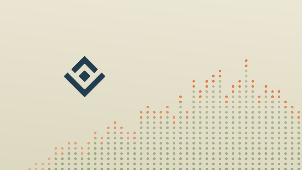 The Posit AI logo sitting above a histogram of green dots capped by orange dots on a pale green/tan background.